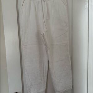 NWT J Crew Ladies White Gauze Drawstring Joggers